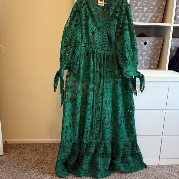 FARM Rio Dresses & Skirts - FARM Rio Green Crochet Maxi Dress